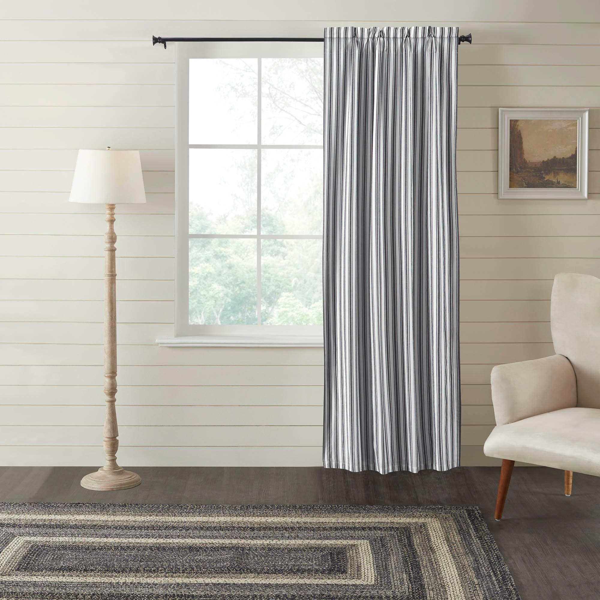 Sawyer Mill Black Ticking Stripe Blackout Panel Curtain 84x40 VHC Brands - The Fox Decor