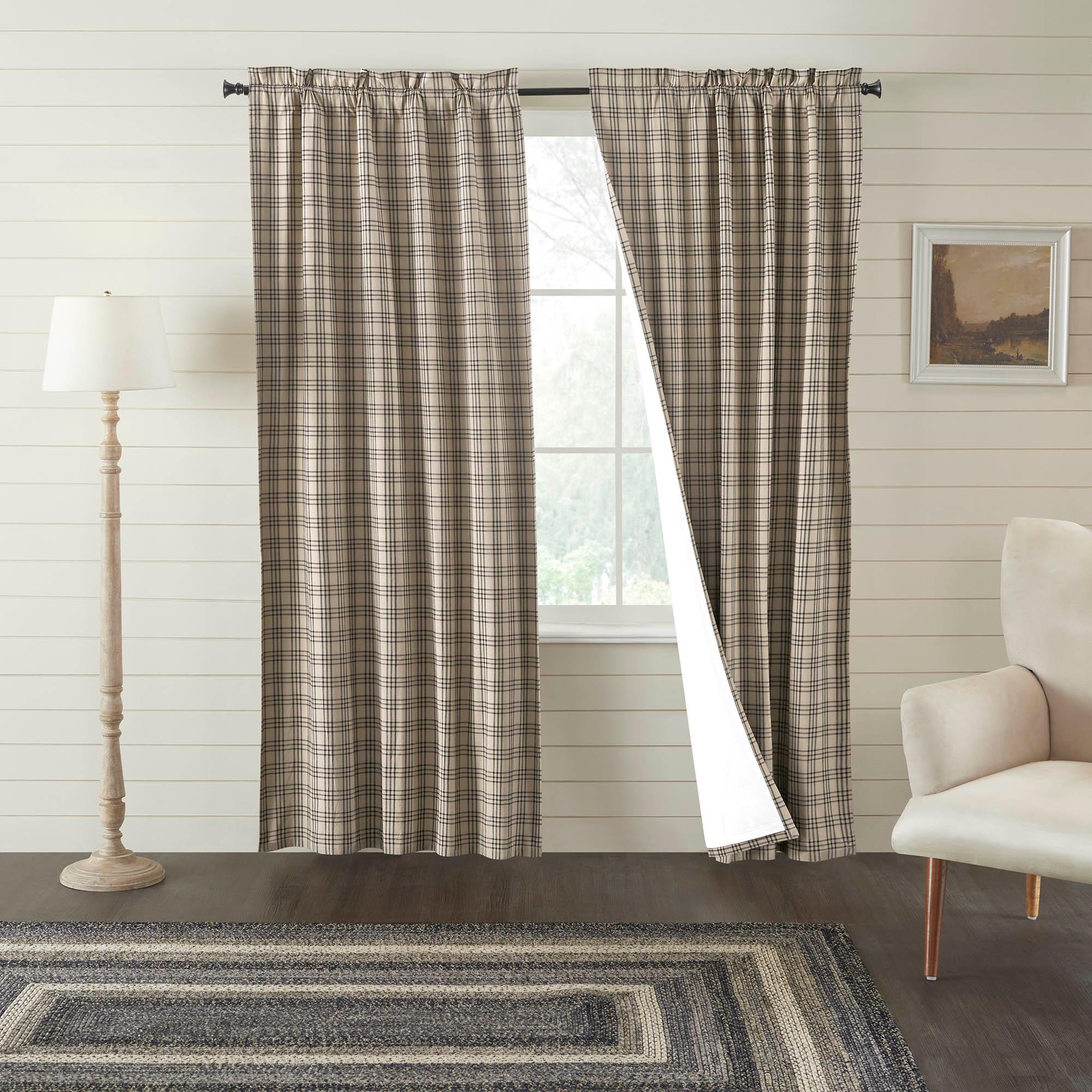 Sawyer Mill Charcoal Plaid Blackout Panel Curtain 84x40 VHC Brands - The Fox Decor