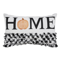 Thumbnail for Annie Black Check Home Pumpkin Ruffle Pillow 14x22