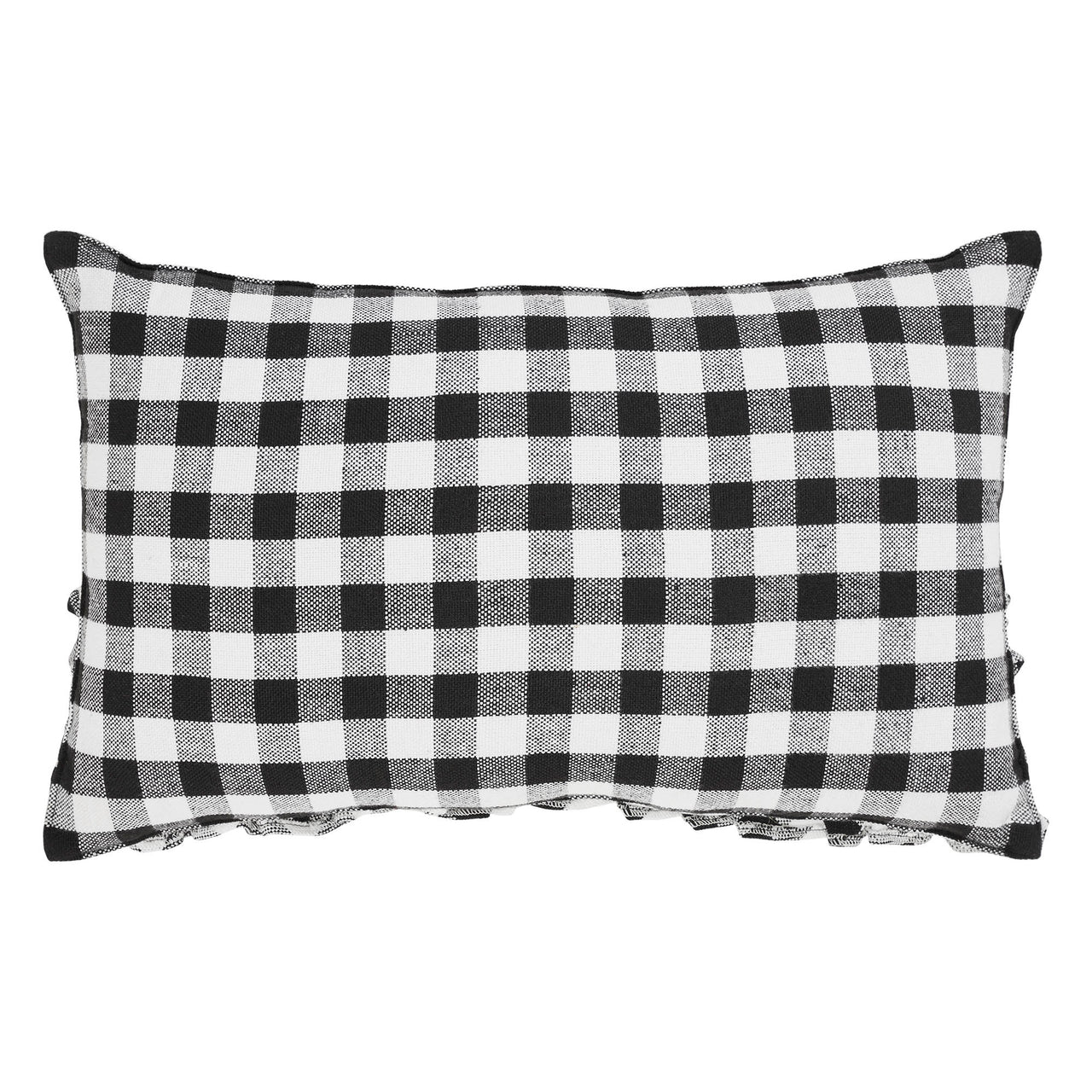 Annie Black Check Home Pumpkin Ruffle Pillow 14x22