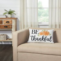 Thumbnail for Annie Black Check Be Thankful Pumpkin Pillow 14x22