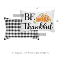 Thumbnail for Annie Black Check Be Thankful Pumpkin Pillow 14x22