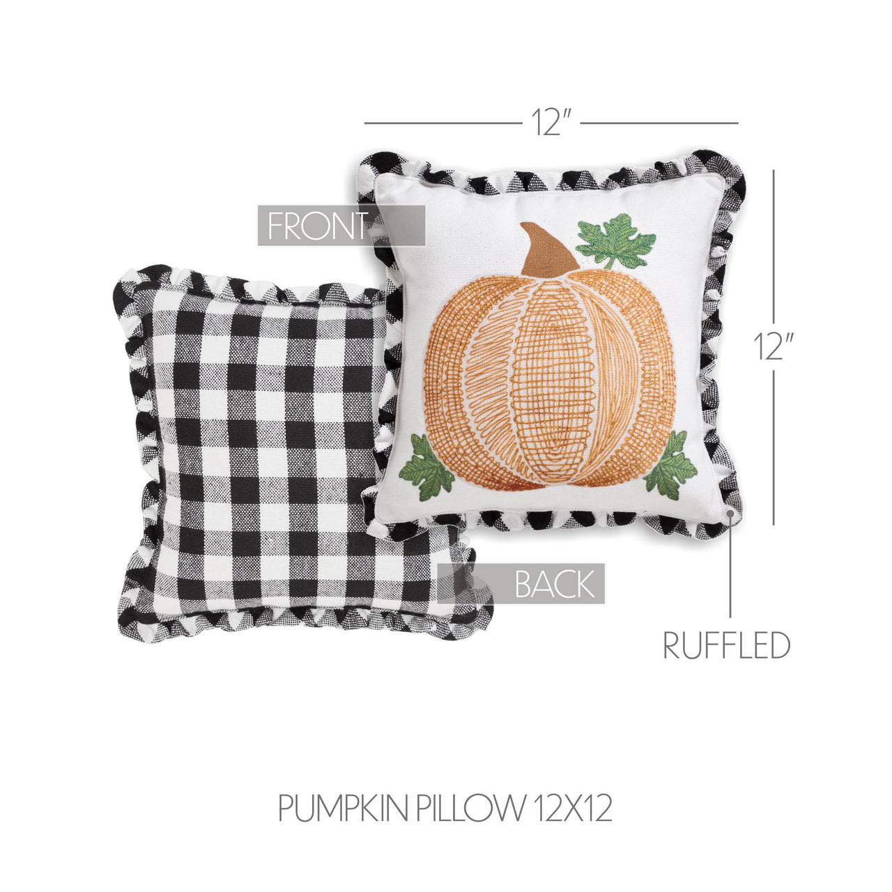 Annie Black Check Pumpkin Pillow 12x12