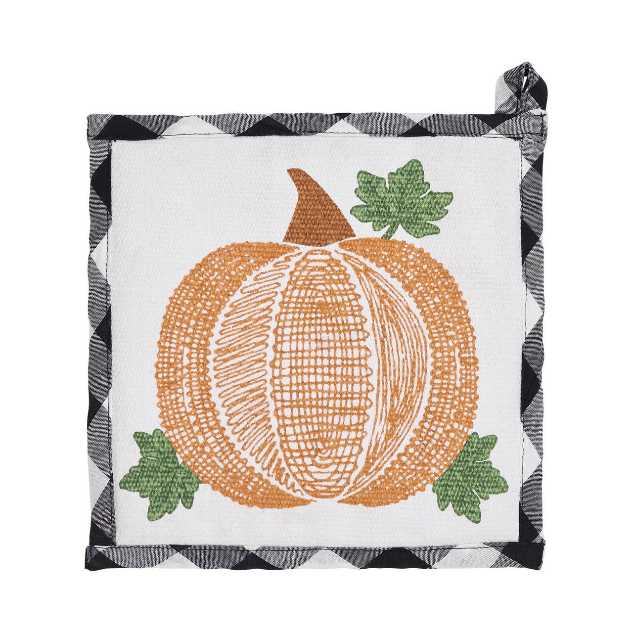 Annie Black Check Pumpkin Trivet 8x8