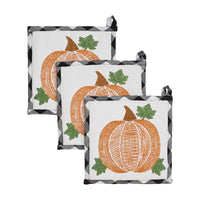 Thumbnail for Annie Black Check Pumpkin Trivet 8x8 Set of 3