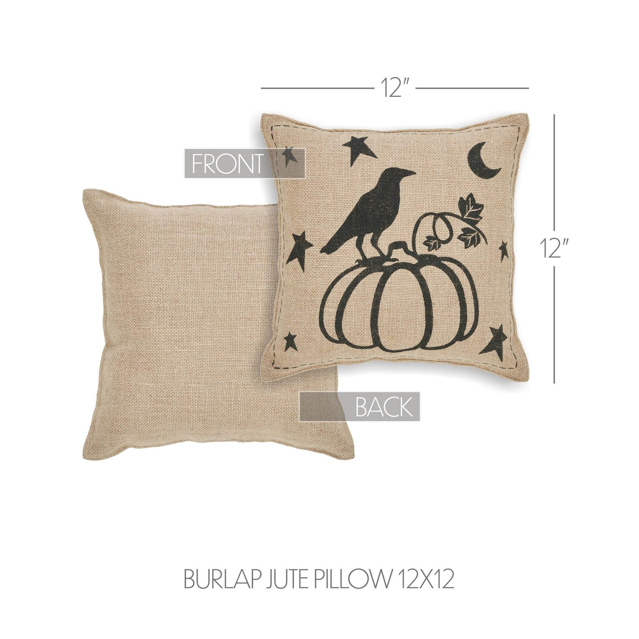 Raven Harvest Burlap Jute Pillow 12x12 - The Fox Decor