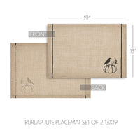 Raven Harvest Burlap Jute Placemat Set of 2 13x19 - The Fox Decor
