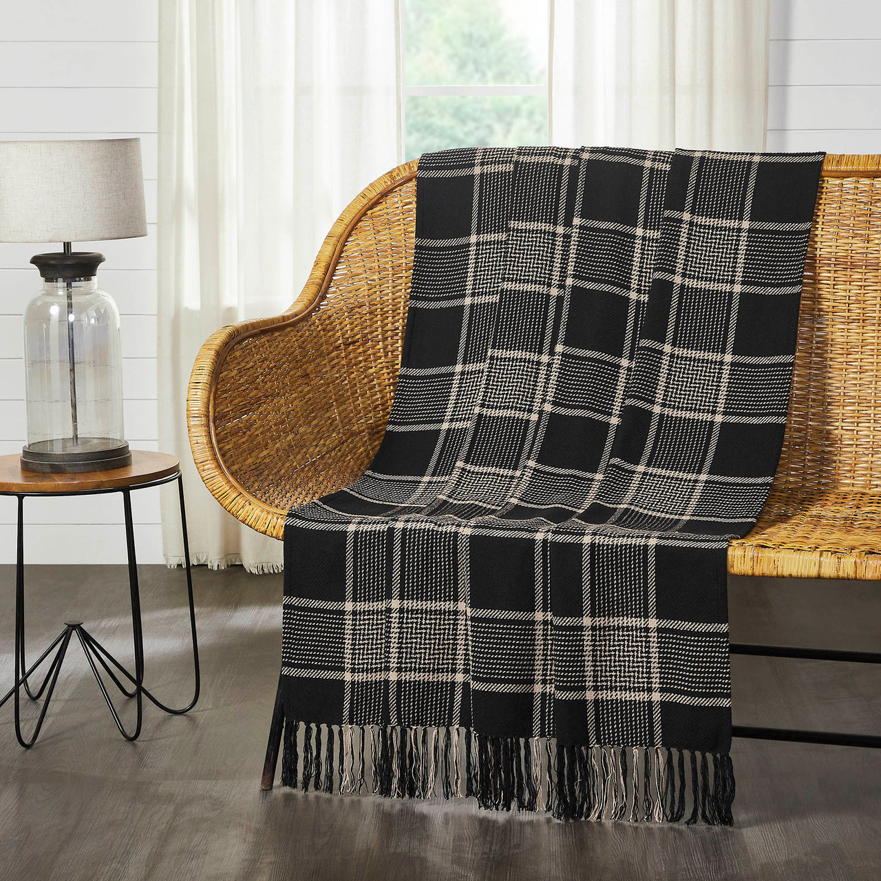 Eston Black Tan Plaid Throw 50x60 - The Fox Decor