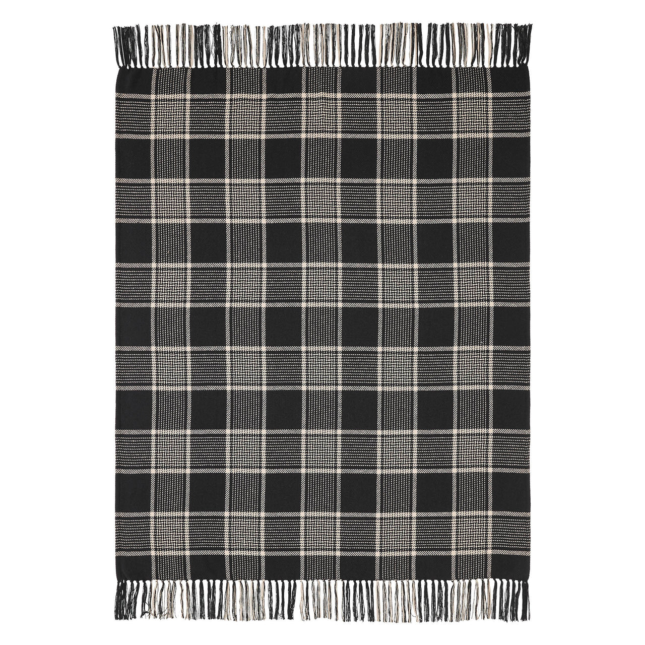 Eston Black Tan Plaid Throw 50x60 - The Fox Decor