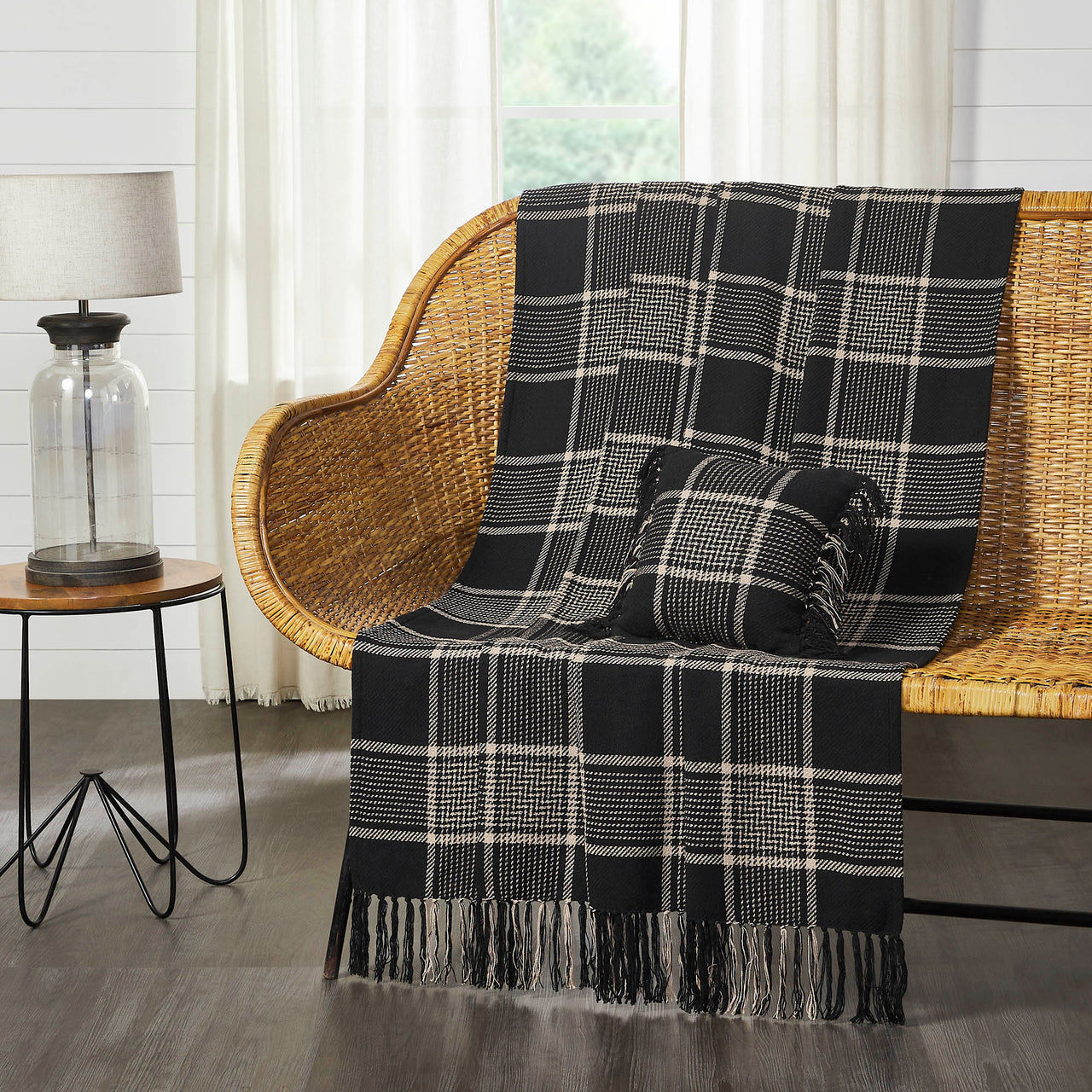 Eston Black Tan Plaid Throw 50x60 - The Fox Decor