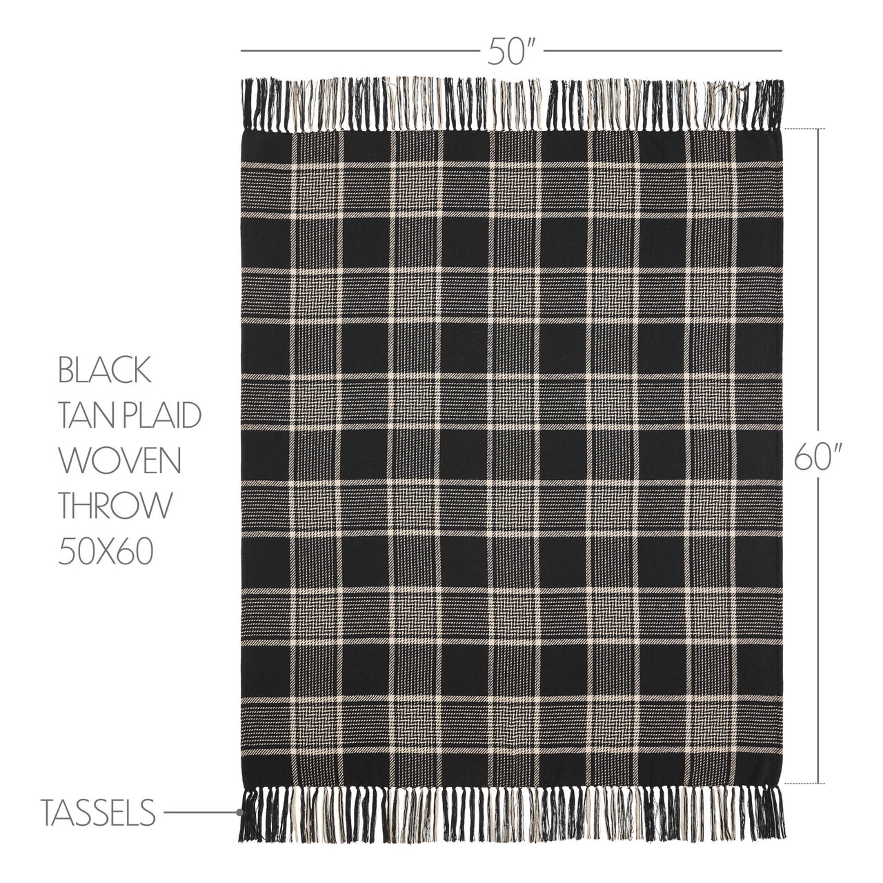 Eston Black Tan Plaid Throw 50x60 - The Fox Decor