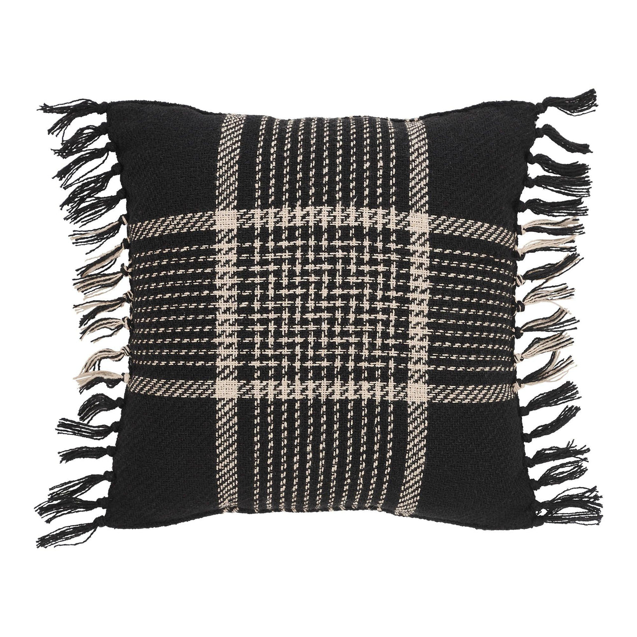 Eston Black Tan Plaid Pillow 12x12 - The Fox Decor
