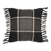 Eston Black Tan Plaid Pillow 12x12 - The Fox Decor