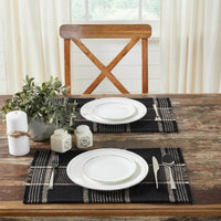 Eston Black Tan Plaid Placemat Set of 2 13x19 - The Fox Decor