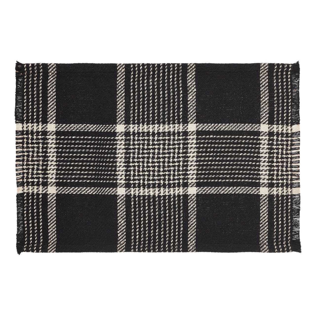 Eston Black Tan Plaid Placemat Set of 2 13x19 - The Fox Decor