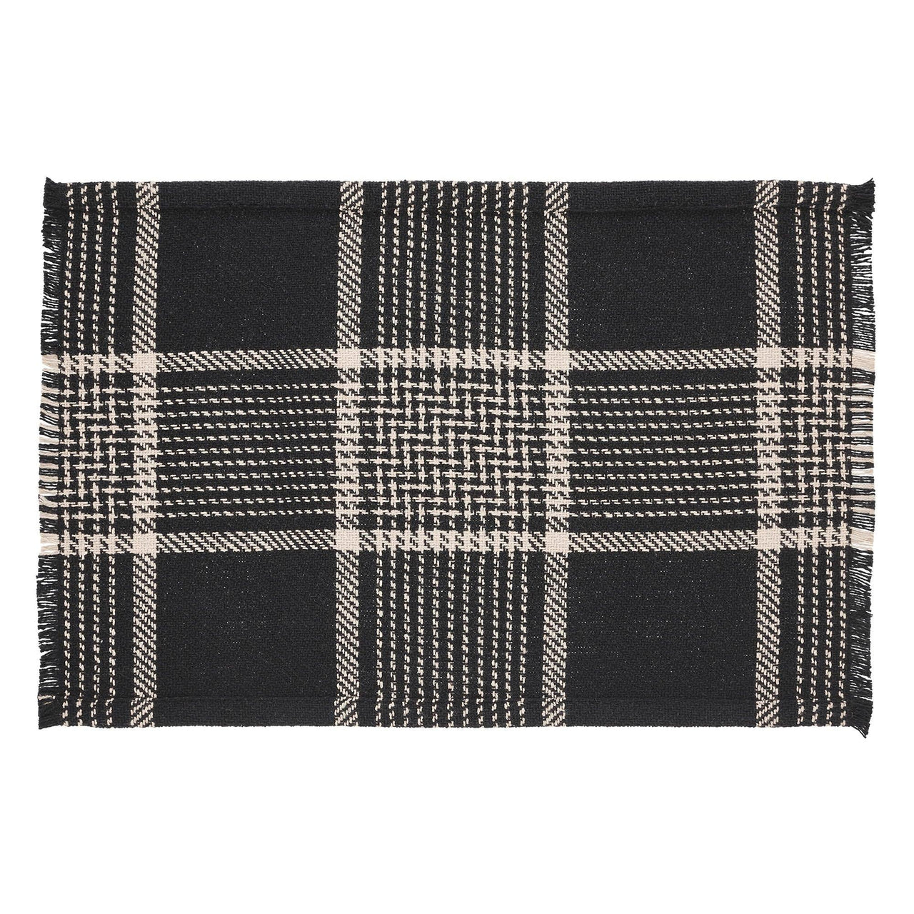 Eston Black Tan Plaid Placemat Set of 2 13x19 - The Fox Decor