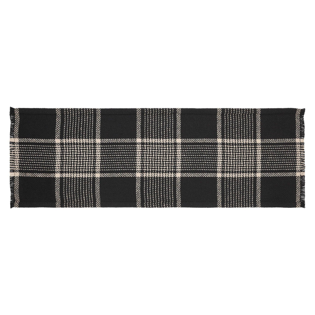 Eston Black Tan Plaid Runner 12x36 - The Fox Decor