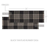 Eston Black Tan Plaid Runner 12x36 - The Fox Decor