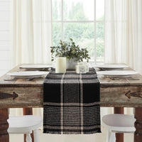 Eston Black Tan Plaid Runner 12x48 - The Fox Decor