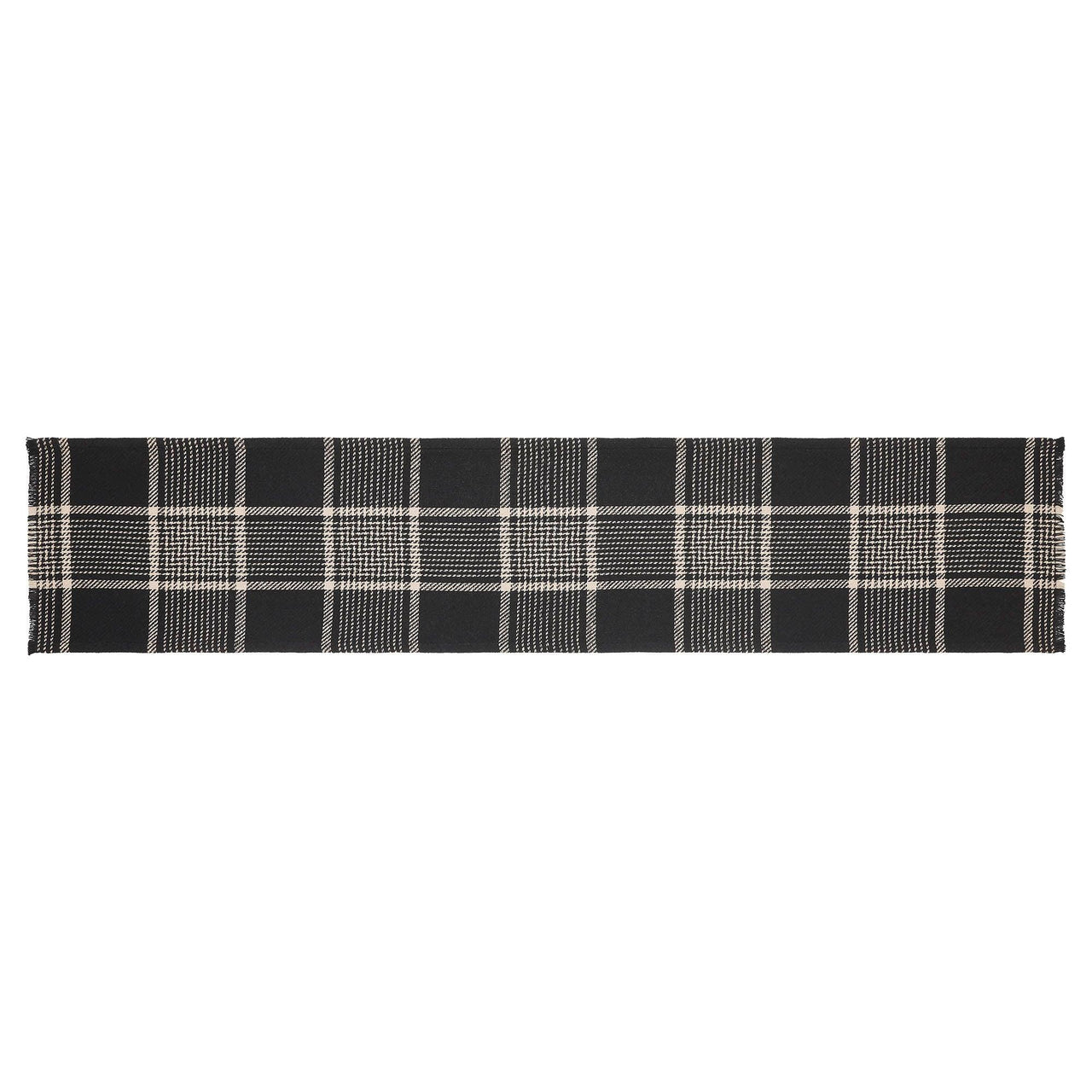 Eston Black Tan Plaid Runner 12x60 - The Fox Decor