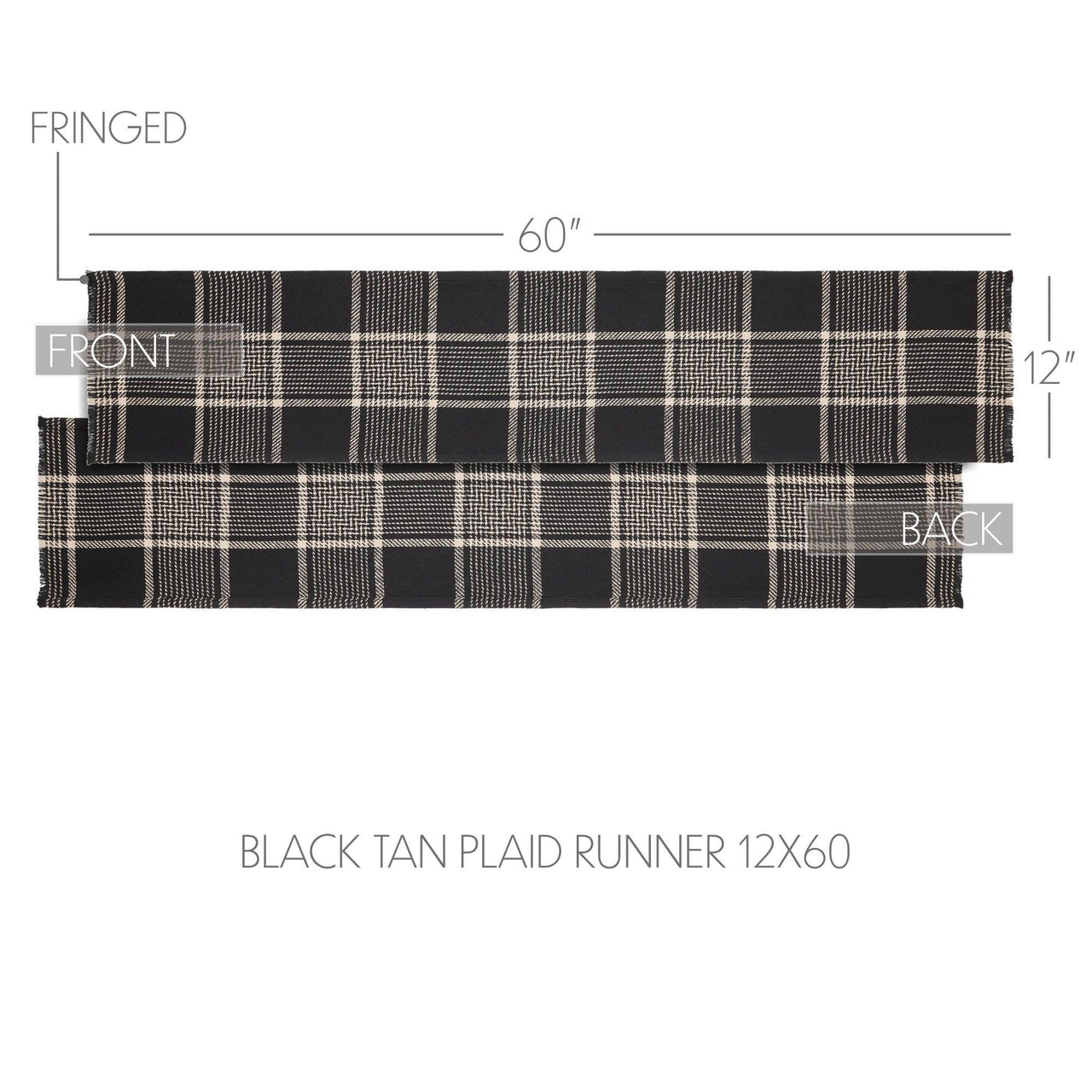 Eston Black Tan Plaid Runner 12x60 - The Fox Decor