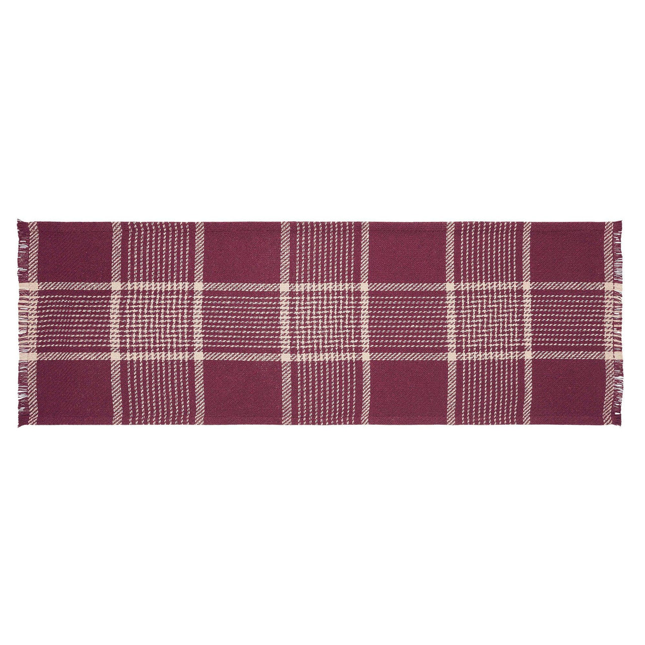 Eston Burgundy Tan Plaid Runner 12x36 - The Fox Decor