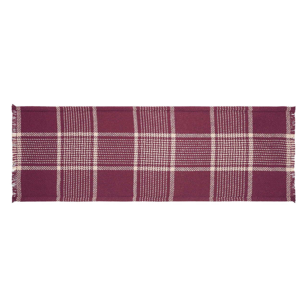 Eston Burgundy Tan Plaid Runner 12x36 - The Fox Decor