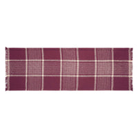 Eston Burgundy Tan Plaid Runner 12x36 - The Fox Decor