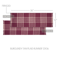 Eston Burgundy Tan Plaid Runner 12x36 - The Fox Decor