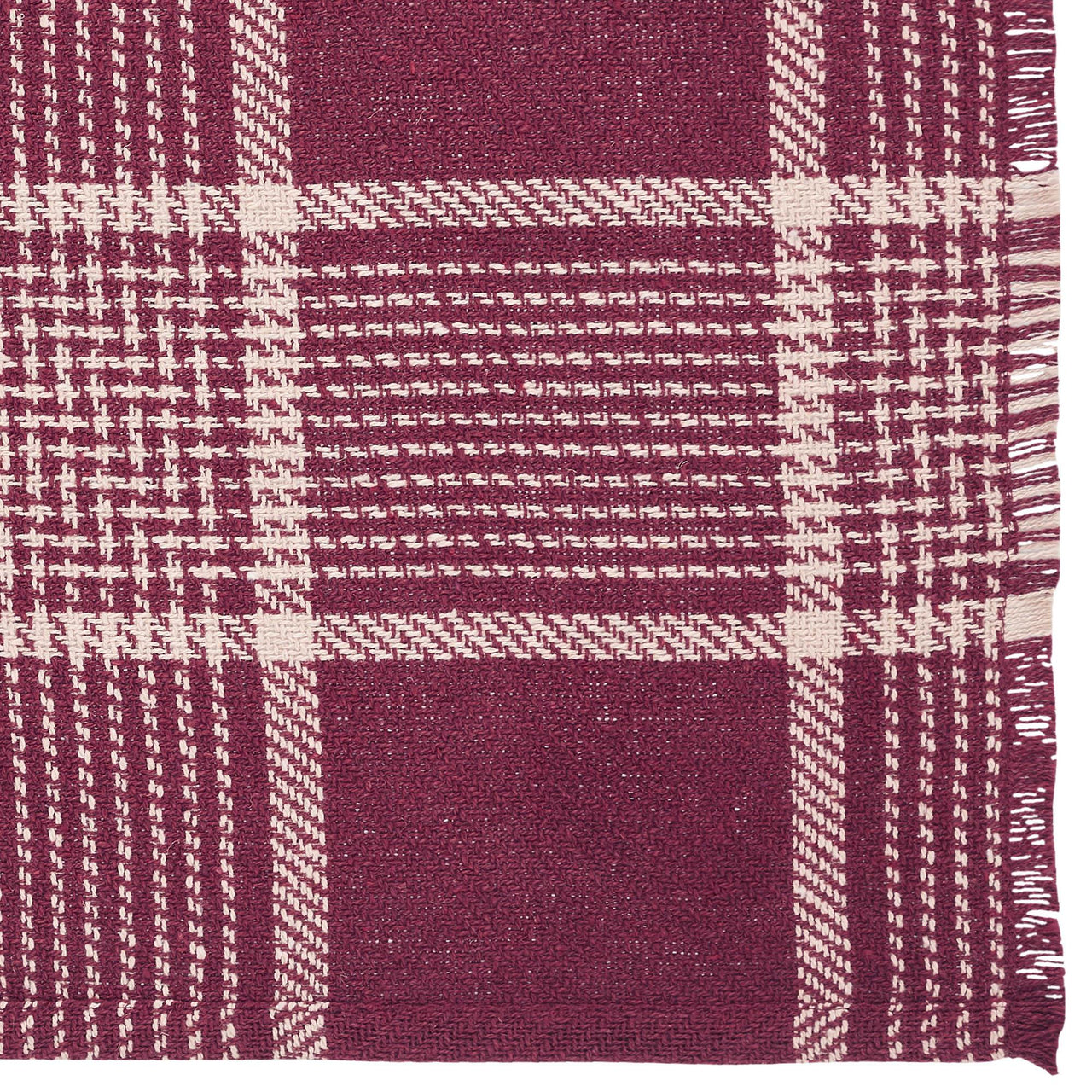 Eston Burgundy Tan Plaid Runner 12x36 - The Fox Decor