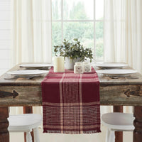 Eston Burgundy Tan Plaid Runner 12x48 - The Fox Decor