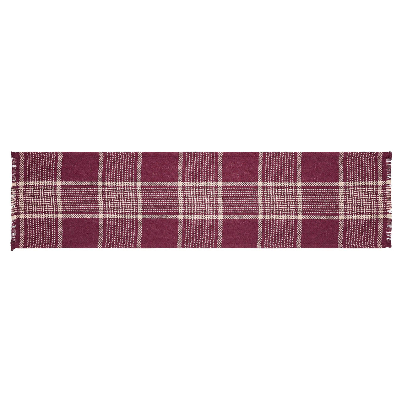 Eston Burgundy Tan Plaid Runner 12x48 - The Fox Decor