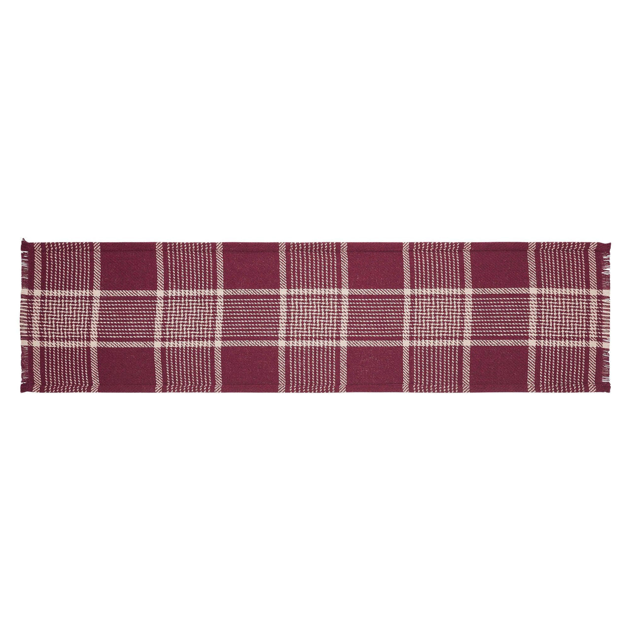 Eston Burgundy Tan Plaid Runner 12x48 - The Fox Decor