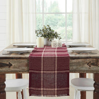 Eston Burgundy Tan Plaid Runner 12x60 - The Fox Decor
