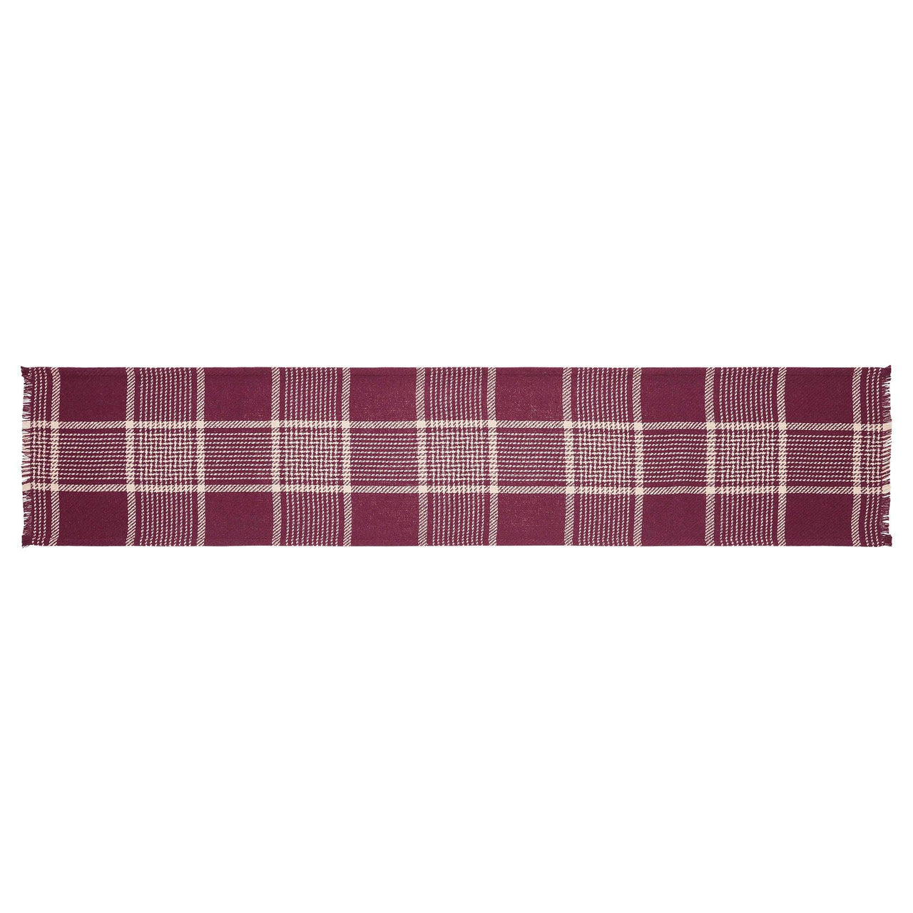 Eston Burgundy Tan Plaid Runner 12x60 - The Fox Decor