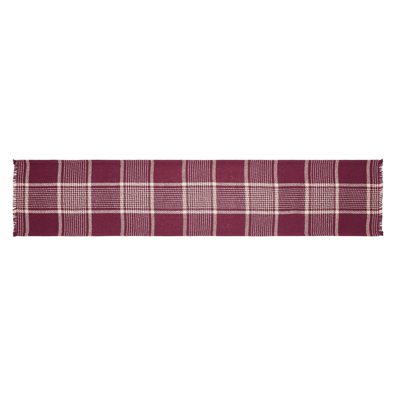 Eston Burgundy Tan Plaid Runner 12x60 - The Fox Decor
