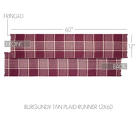 Eston Burgundy Tan Plaid Runner 12x60 - The Fox Decor