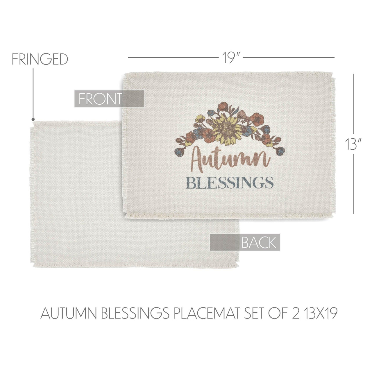 Bountifall Autumn Blessings Placemat Set of 2 13x19 - The Fox Decor