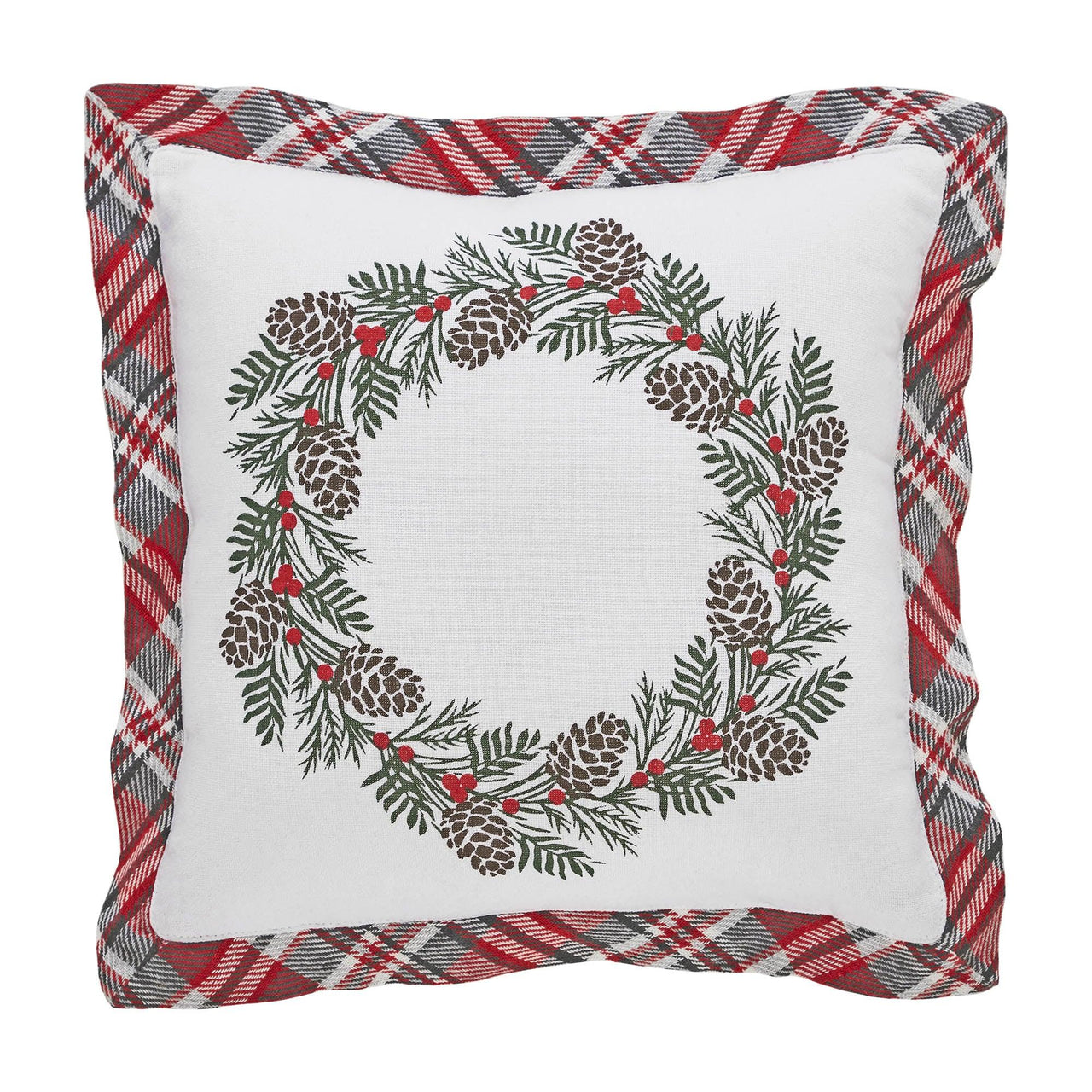 Gregor Plaid Wreath Pillow 12x12 - The Fox Decor