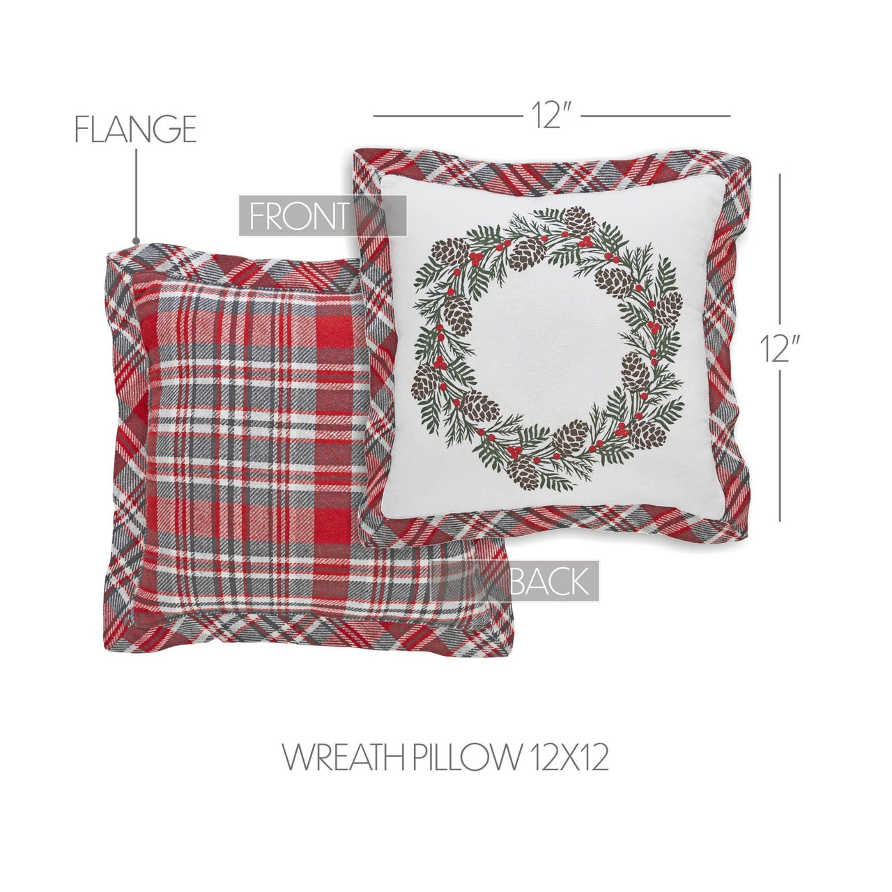 Gregor Plaid Wreath Pillow 12x12 - The Fox Decor