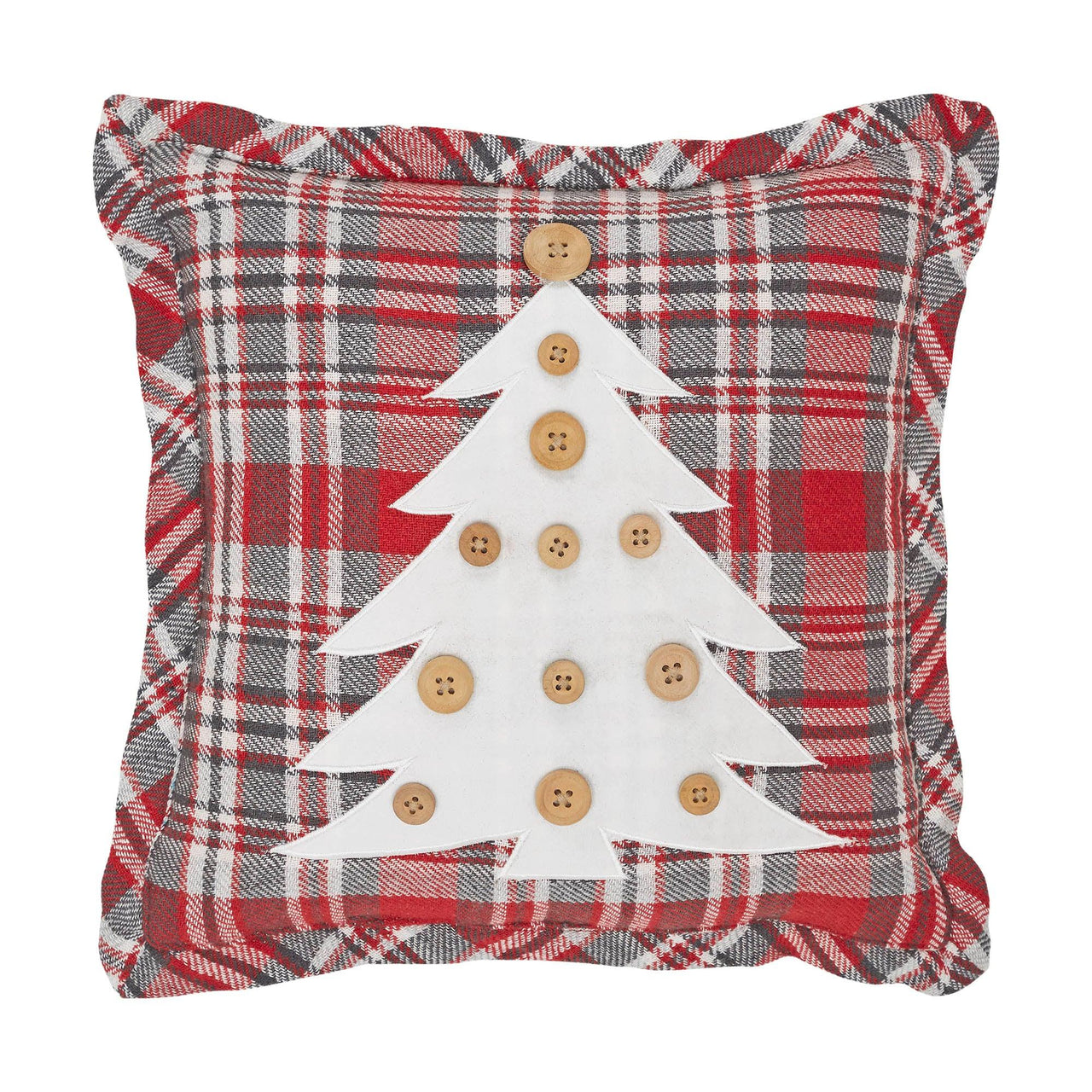 Gregor Plaid Button Tree Pillow 12x12 - The Fox Decor