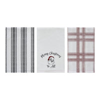 Annie Check Vintage Santa Tea Towel Set of 3 19x28 - The Fox Decor