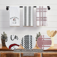 Annie Check Vintage Santa Tea Towel Set of 3 19x28 - The Fox Decor