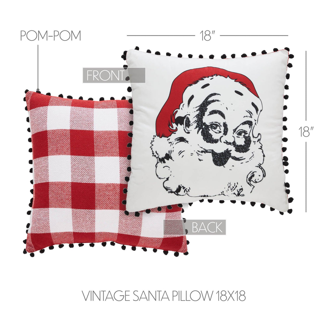 Annie Red Check Vintage Santa Pillow 18x18 - The Fox Decor