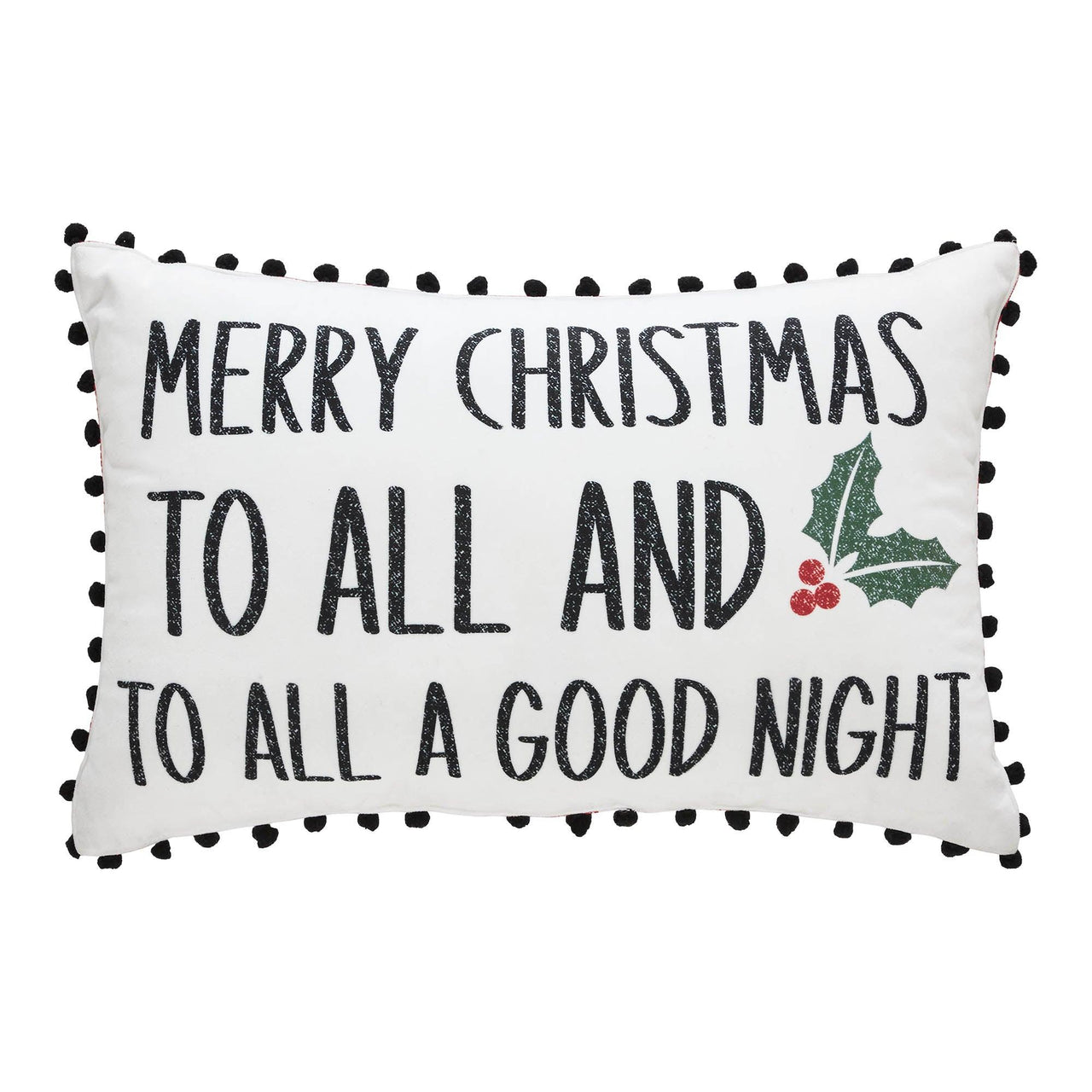 Annie Red Check To All A Good Night Pillow 14x22 - The Fox Decor