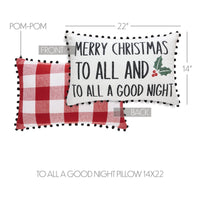 Annie Red Check To All A Good Night Pillow 14x22 - The Fox Decor