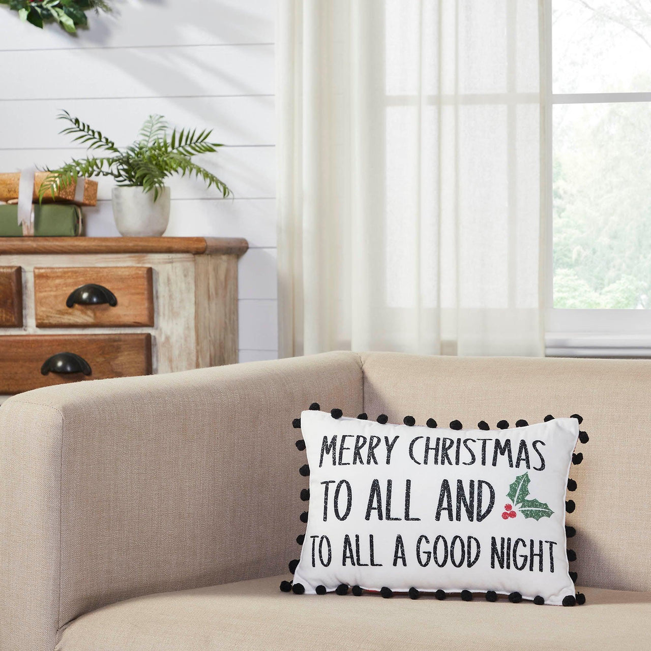 Annie Red Check To All A Good Night Pillow 9.5x14 - The Fox Decor