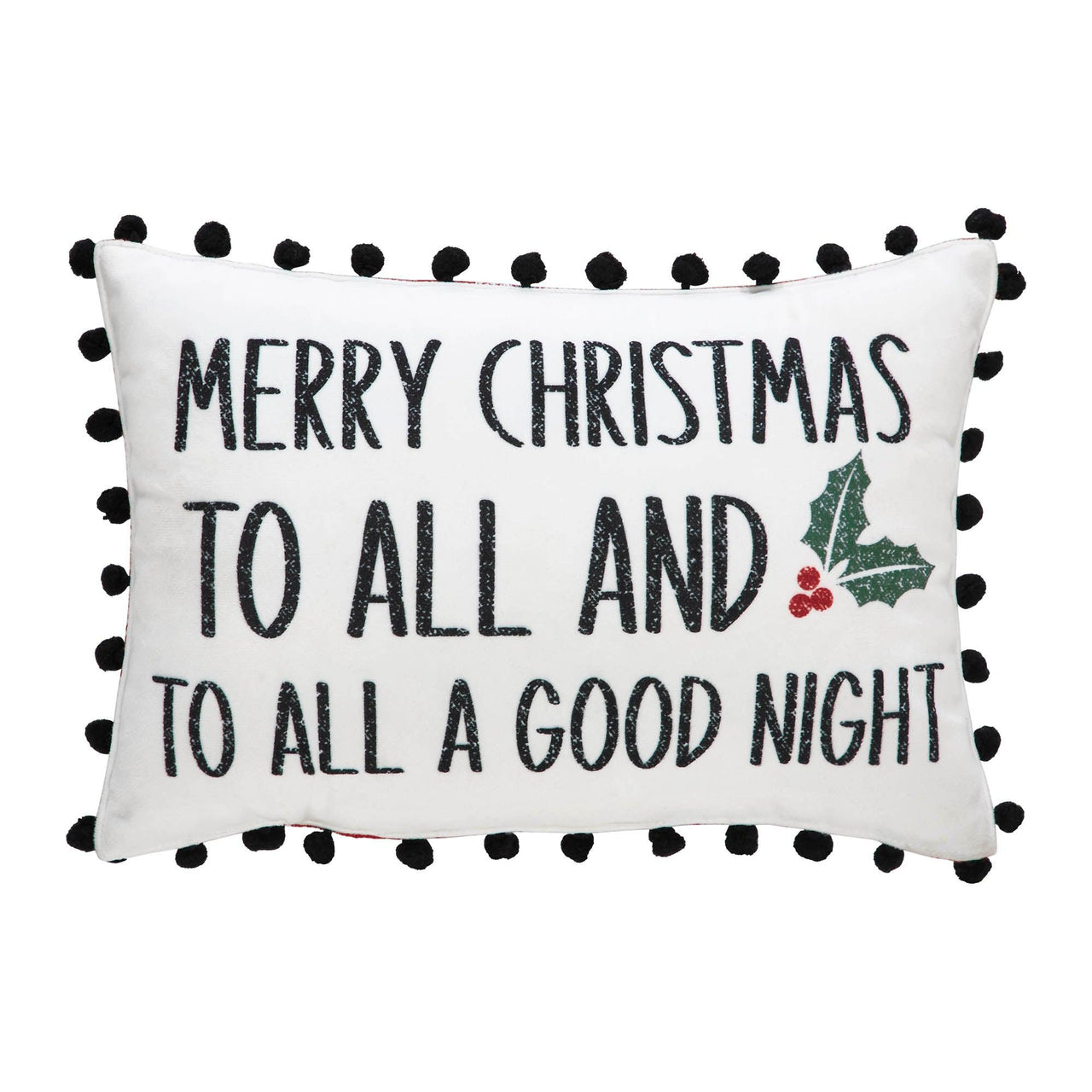 Annie Red Check To All A Good Night Pillow 9.5x14 - The Fox Decor