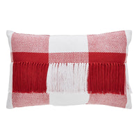 Annie Red Check Fringed Pillow 14x22 - The Fox Decor
