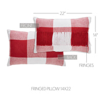 Annie Red Check Fringed Pillow 14x22 - The Fox Decor